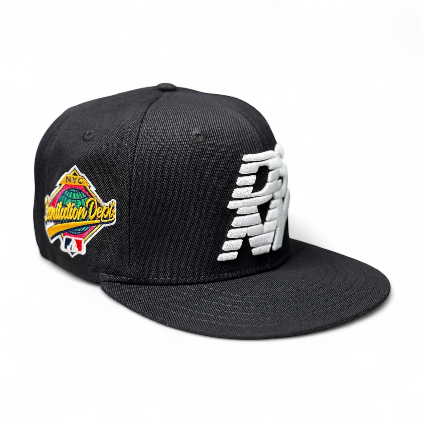Black Stacked Logo SnapBack (Flat Brim)