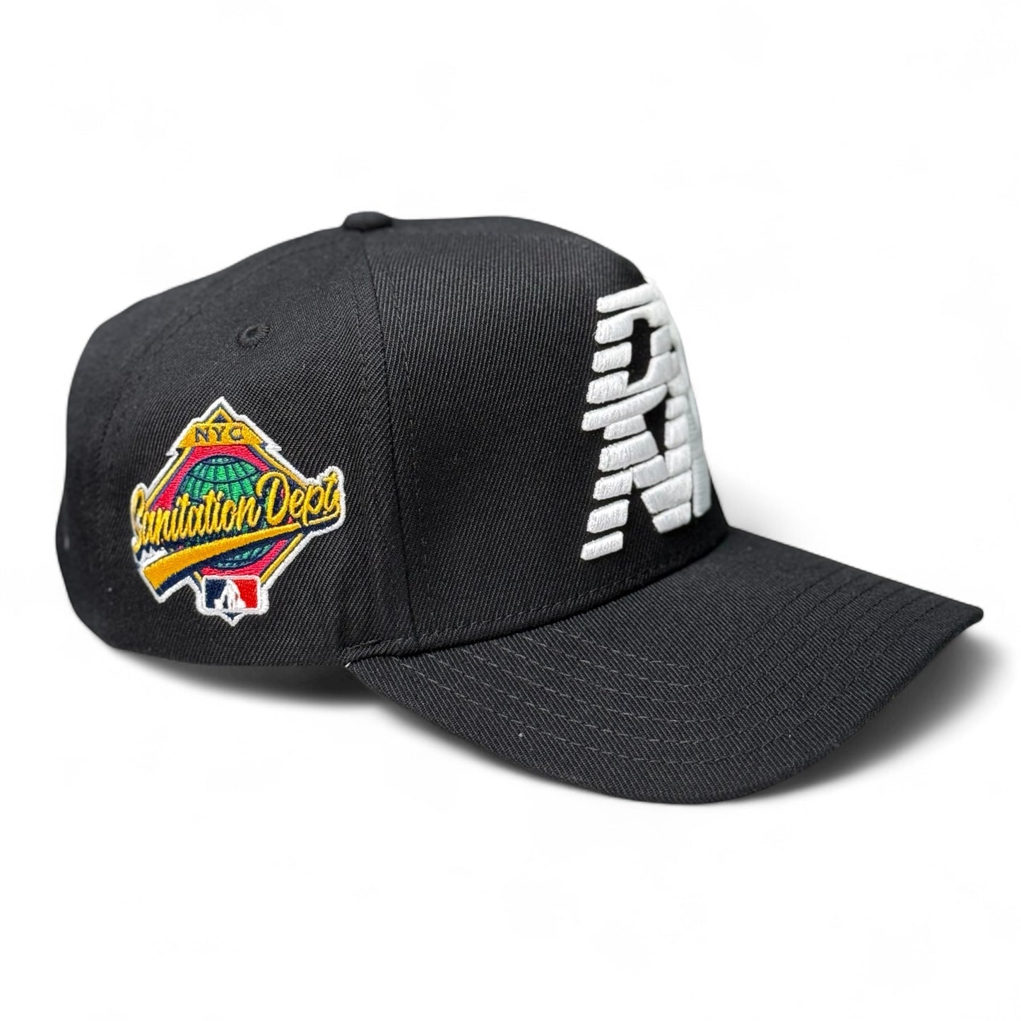 Black Stacked Logo Snapback (A-Frame)